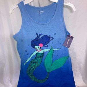 NWT - Girls Tank Top Shirt Mermaid w/ Shells Blue Sz XL 14-16 by Cherokee
